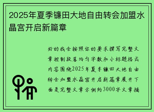 2025年夏季镰田大地自由转会加盟水晶宫开启新篇章